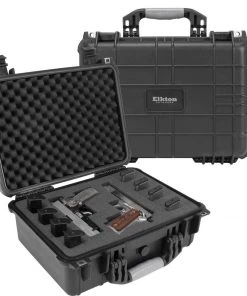 Elkton Outdoors HARD 4 PISTOL GUN CASE WITH LOCKING HOLES & AUTO PRESSURE ADJUSTMENT