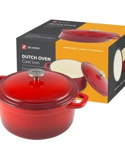 Zelancio 6 Quart Enameled Cast Iron Dutch Oven With Lid