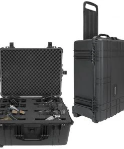 Elkton Outdoors 8 Pistol Hard Rolling Gun Case- TSA Approved: Crush Resistant & Waterproof SPORTING GOODS