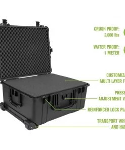 Elkton Outdoors 8 Pistol Hard Rolling Gun Case- TSA Approved: Crush Resistant & Waterproof SPORTING GOODS