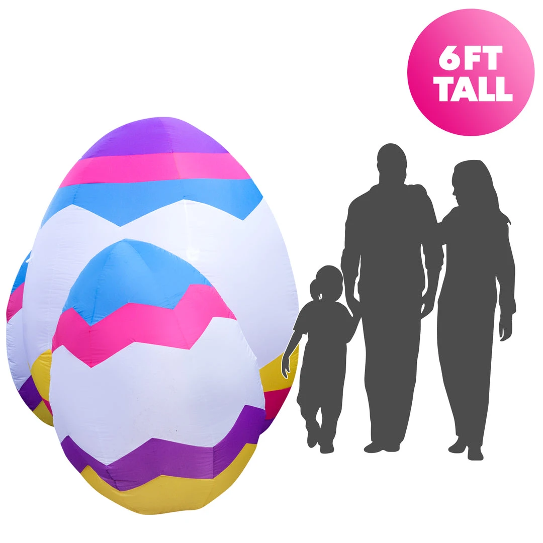 Holidayana 6ft Tall Easter Eggs Lawn Inflatable, Bright Lights, Built-in Fan, And Included Stakes And Ropes 4 Holidayana 6ft Tall Easter Eggs Lawn Inflatable, Bright Lights, Built-in Fan, And Included Stakes And Ropes