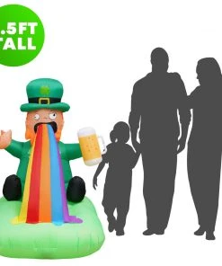 Holidayana Holiday Decorations 6ft Tall Saint Patrick's Day Puking Leprechaun Lawn Inflatable, Bright Lights, Built-in Fan, And Included Stakes And Ropes