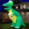 Holidayana Holiday Decorations 8ft Tall Saint Patrick's Day Leprechaun T-Rex Lawn Inflatable, Bright Lights, Built-in Fan, And Included Stakes And Ropes