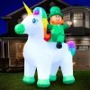 Holidayana 9ft Tall Saint Patrick's Day Leprechaun Riding Unicorn Lawn Inflatable, Bright Lights, Built-in Fan, And Included Stakes And Ropes Holiday Decorations