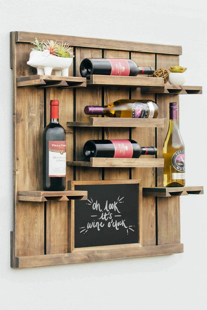 Atterstone Chalkboard Wine Rack Shelf With Stemware Slots: Holds 8 Glasses 6 Atterstone Chalkboard Wine Rack Shelf With Stemware Slots: Holds 8 Glasses