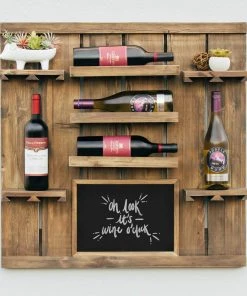 Atterstone Chalkboard Wine Rack Shelf With Stemware Slots: Holds 8 Glasses 14 Atterstone Chalkboard Wine Rack Shelf With Stemware Slots: Holds 8 Glasses