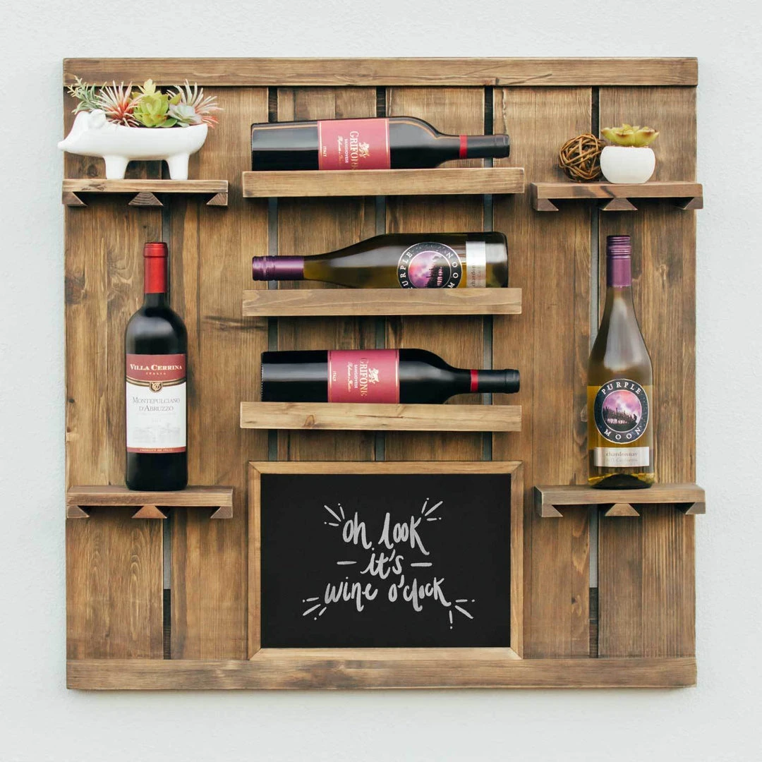 Atterstone Chalkboard Wine Rack Shelf With Stemware Slots: Holds 8 Glasses 5 Atterstone Chalkboard Wine Rack Shelf With Stemware Slots: Holds 8 Glasses