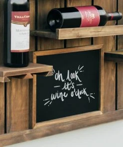 Atterstone Chalkboard Wine Rack Shelf With Stemware Slots: Holds 8 Glasses
