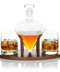 Atterstone Diamond Decanter Set With Whiskey Stones And Lowball Glasses