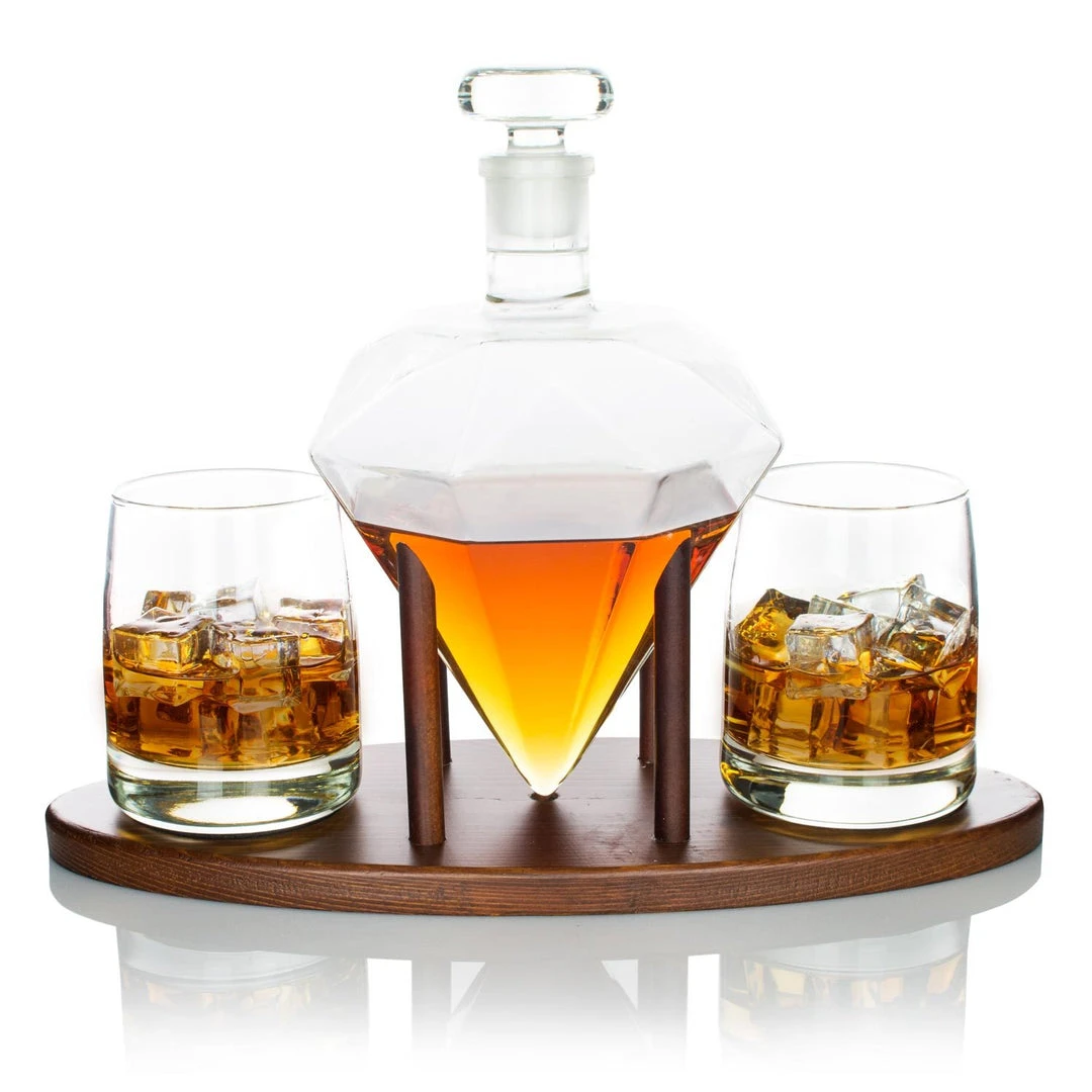 Atterstone Diamond Decanter Set With Whiskey Stones And Lowball Glasses 3 Atterstone Diamond Decanter Set With Whiskey Stones And Lowball Glasses