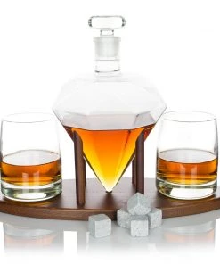 Atterstone Diamond Decanter Set With Whiskey Stones And Lowball Glasses