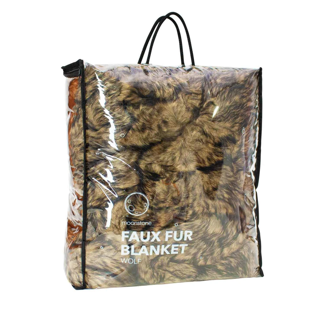 Moonstone Faux Wolf Fur Blanket With Button Straps And Storage Pocket, 54 Inches X 64 Inches HOME GOODS 16 Moonstone Faux Wolf Fur Blanket With Button Straps And Storage Pocket, 54 Inches X 64 Inches HOME GOODS