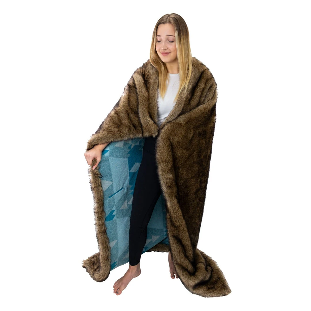 Moonstone Faux Wolf Fur Blanket With Button Straps And Storage Pocket, 54 Inches X 64 Inches HOME GOODS 14 Moonstone Faux Wolf Fur Blanket With Button Straps And Storage Pocket, 54 Inches X 64 Inches HOME GOODS