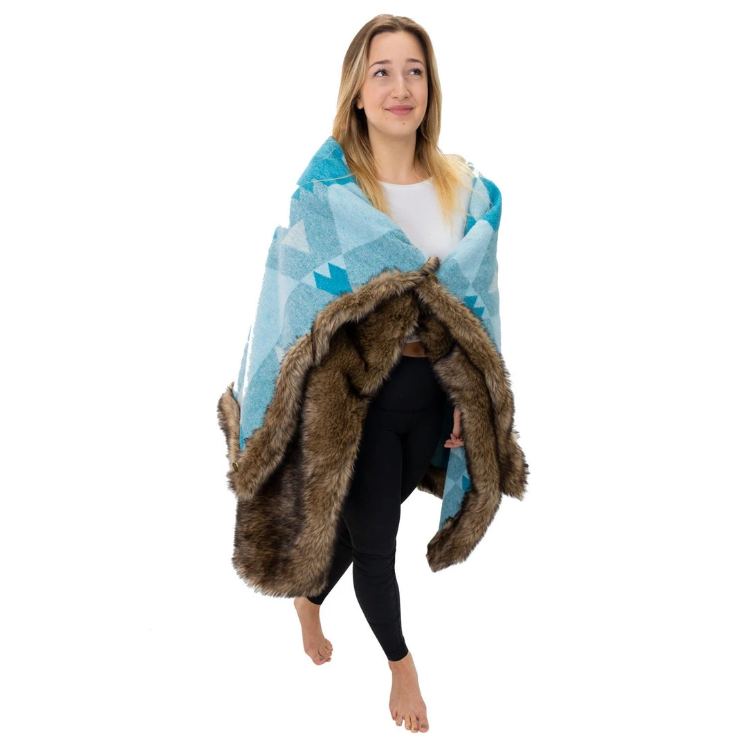 Moonstone Faux Wolf Fur Blanket With Button Straps And Storage Pocket, 54 Inches X 64 Inches HOME GOODS 15 Moonstone Faux Wolf Fur Blanket With Button Straps And Storage Pocket, 54 Inches X 64 Inches HOME GOODS