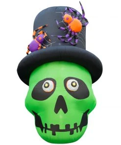 Holidayana 6 Ft Inflatable Halloween Top Hat Skull Yard Decoration Lawn Inflatables