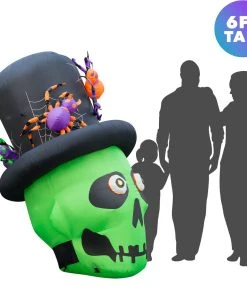 Holidayana 6 Ft Inflatable Halloween Top Hat Skull Yard Decoration Lawn Inflatables 14 Holidayana 6 Ft Inflatable Halloween Top Hat Skull Yard Decoration Lawn Inflatables