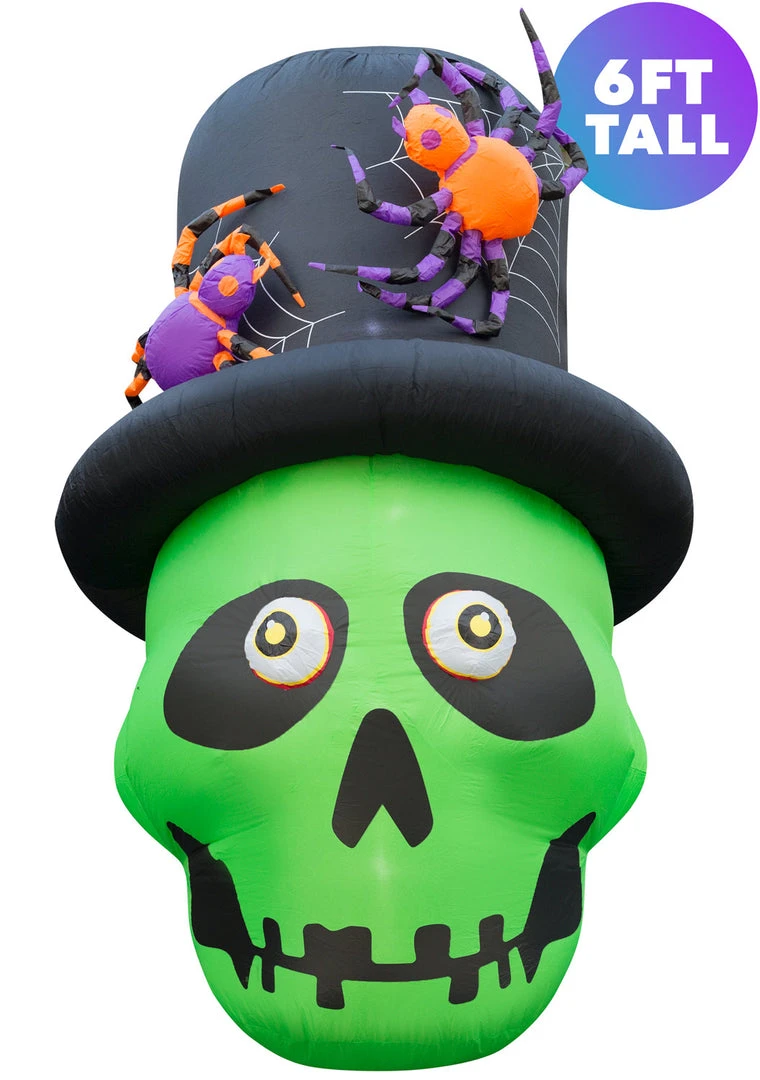Holidayana 6 Ft Inflatable Halloween Top Hat Skull Yard Decoration Lawn Inflatables 7 Holidayana 6 Ft Inflatable Halloween Top Hat Skull Yard Decoration Lawn Inflatables