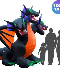 Holidayana 10 Ft Inflatable Halloween 3-Headed Dragon Yard Decoration 12 Holidayana 10 Ft Inflatable Halloween 3-Headed Dragon Yard Decoration