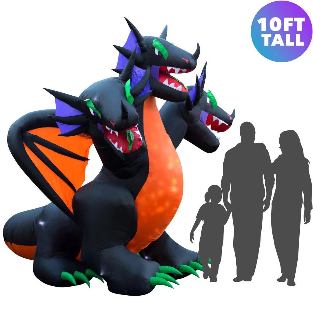 Holidayana 10 Ft Inflatable Halloween 3-Headed Dragon Yard Decoration 7 Holidayana 10 Ft Inflatable Halloween 3-Headed Dragon Yard Decoration