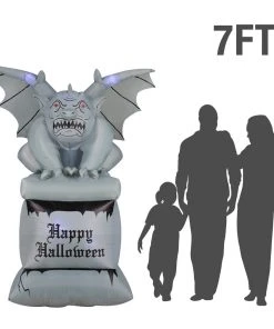 Holidayana 8 Ft Perched Stone Gargoyle On Pedestal Halloween Inflatable