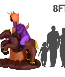 Holidayana HOME GOODS 8 Ft Headless Horseman With Jack O' Lantern Head Halloween Inflatable