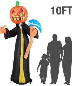 Holidayana 10 Ft Pumpkin Head Reaper With Scythe Halloween Inflatable HOME GOODS