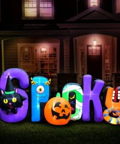 Holidayana 9 Ft Inflatable Halloween Spooky Sign Yard Decoration Lawn Inflatables