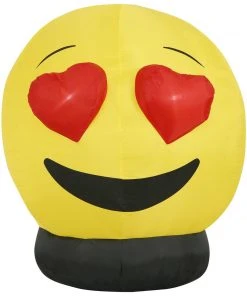 Holidayana HOME GOODS 4.5 Ft Heart Eyes Emoji Inflatable Yard Decoration With Built-in Bulbs, Tie-Downs, And Fan