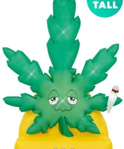 Holidayana 6 Ft Giant Weed Inflatable Yard Decoration With Built-in Bulbs, Tie-Downs, And Fan
