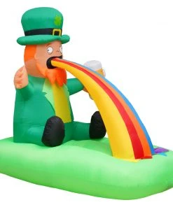 Holidayana Holiday Decorations 6ft Tall Saint Patrick's Day Puking Leprechaun Lawn Inflatable, Bright Lights, Built-in Fan, And Included Stakes And Ropes