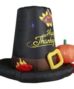 Holidayana Inflatable Pilgrim Hat Thanksgiving Decoration With Built-In Fan And LED Lights HOME GOODS