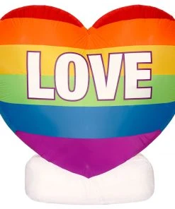 Holidayana LAWN & GARDEN DECOR 6ft Tall Valentine's Day "Love" Rainbow Heart Lawn Inflatable, Bright Lights, Built-in Fan, And Included Stakes And Ropes