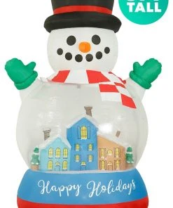Holidayana HOME GOODS 8 Ft Inflatable Christmas Snow Globe Outdoor Decoration With LED Lights, Fan, And Stakes