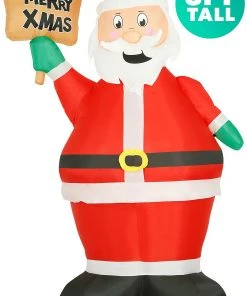 Holidayana HOME GOODS 8 Ft Inflatable Christmas Santa With Sign Outdoor Decoration