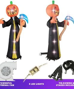 Holidayana 10 Ft Pumpkin Head Reaper With Scythe Halloween Inflatable HOME GOODS