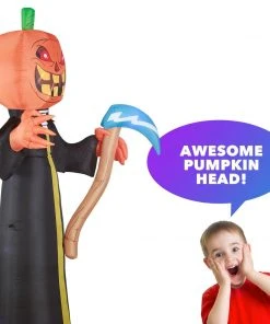 Holidayana 10 Ft Pumpkin Head Reaper With Scythe Halloween Inflatable HOME GOODS