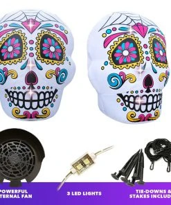 Holidayana Inflatable Halloween Skull Decoration With Built-In Fan And LED Lights HOME GOODS