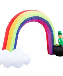 Holidayana Inflatable St Patrick's Day Leprechaun In Pot Of Gold At The End Of The Rainbow Decoration With Built-In Fan And LED Lights