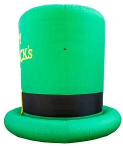 Holidayana Inflatable St Patrick's Day Green Leprechaun Top Hat With Shamrock Decoration With Built-In Fan And LED Lights HOME GOODS