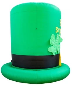 Holidayana Inflatable St Patrick's Day Green Leprechaun Top Hat With Shamrock Decoration With Built-In Fan And LED Lights HOME GOODS