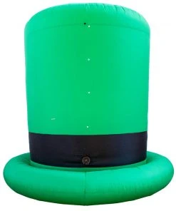 Holidayana Inflatable St Patrick's Day Green Leprechaun Top Hat With Shamrock Decoration With Built-In Fan And LED Lights HOME GOODS