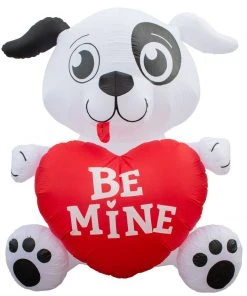 Holidayana Inflatable Valentines Day Dog With Heart Decoration With Built-In Fan And LED Lights