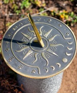 Marketfleet Inc. Sunward 8.5” Diameter Garden Sundial With Polished Brass Highlights Patio & Outdoors