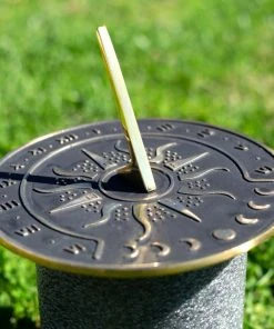 Marketfleet Inc. Sunward 8.5” Diameter Garden Sundial With Polished Brass Highlights Patio & Outdoors