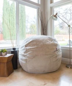Moonstone White Fur 4ft Memory Foam Bean Bag HOME GOODS