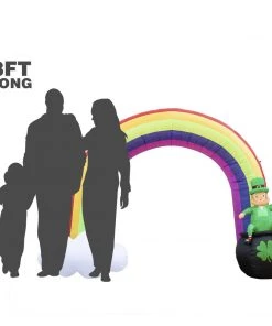 Holidayana Inflatable St Patrick's Day Leprechaun In Pot Of Gold At The End Of The Rainbow Decoration With Built-In Fan And LED Lights