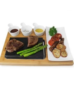 Zelancio Premium Lava Hot Stone Cooking Platter, Hot And Cold Lava Rock Cooking Stone Set, Hibachi Grilling Stone HOME GOODS