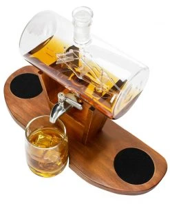 Atterstone Whiskey Cylinder Sail Boat Decanter Set
