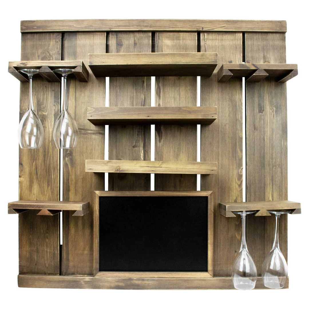Atterstone Chalkboard Wine Rack Shelf With Stemware Slots: Holds 8 Glasses 7 Atterstone Chalkboard Wine Rack Shelf With Stemware Slots: Holds 8 Glasses