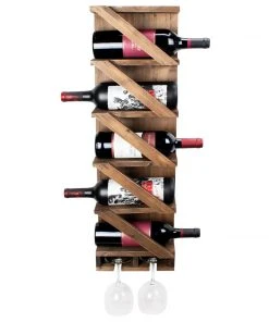 Atterstone Rustic Wine Rack With Hanging Stemware Slots: Holds 5 Bottles And 2 Glasses HOME GOODS 13 Atterstone Rustic Wine Rack With Hanging Stemware Slots: Holds 5 Bottles And 2 Glasses HOME GOODS